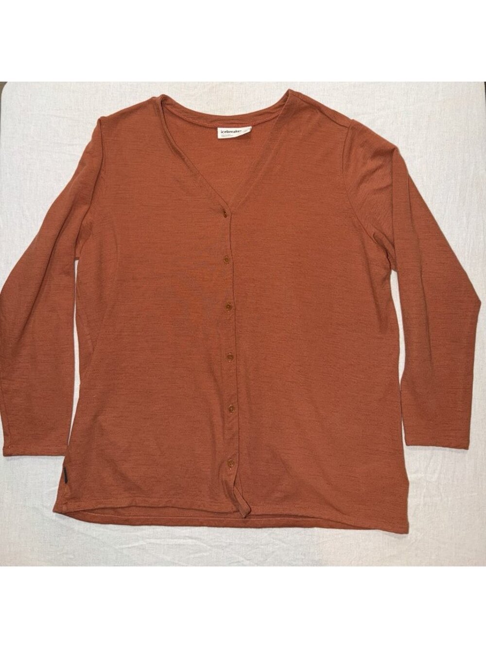 Icebreaker 100% Merino Wool Pankow Cardigan V-Neck Sweater - Women’s XL - Clay